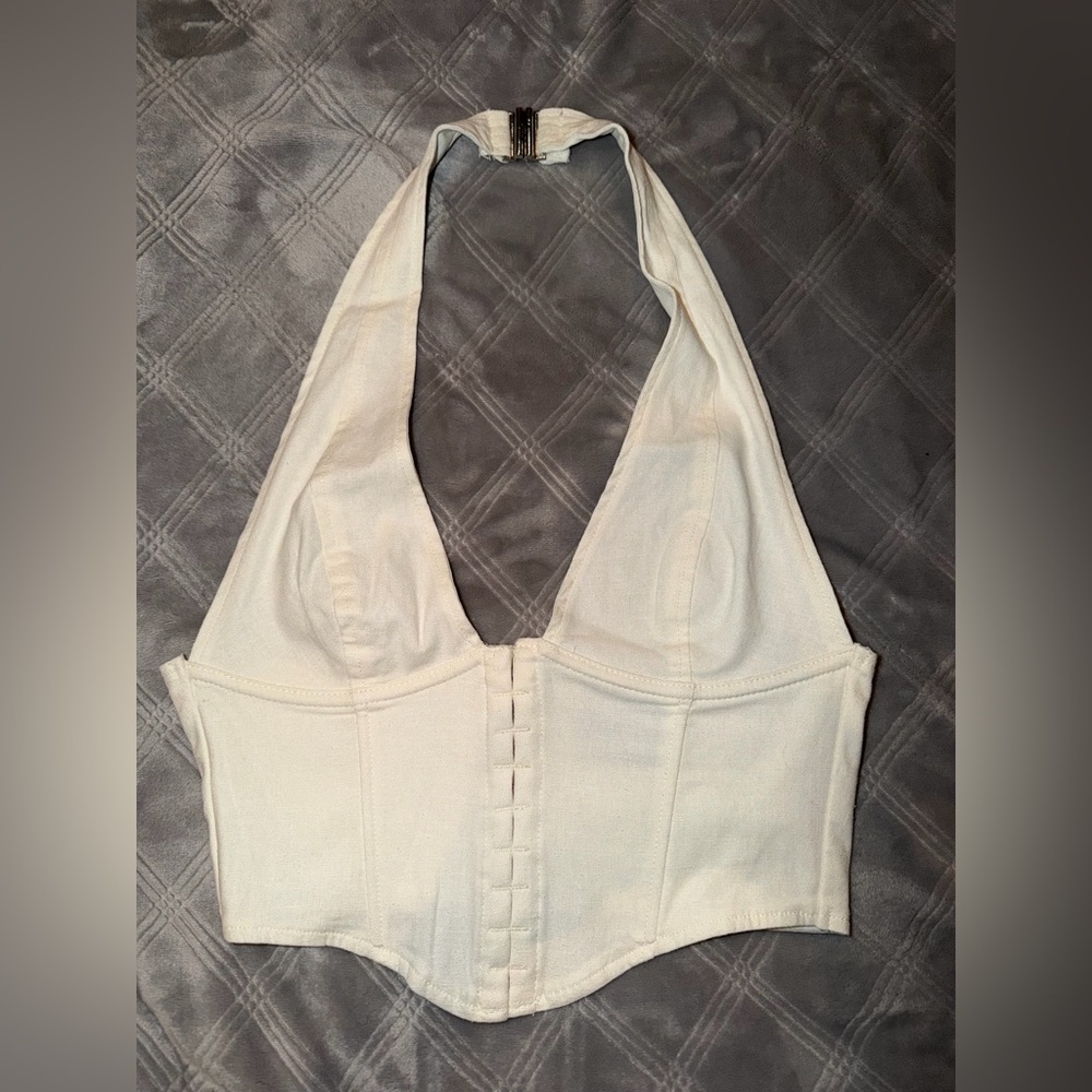 Windsor Cream Halter Crop Top